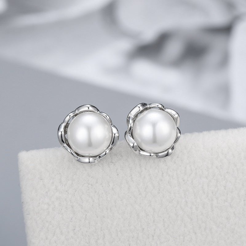 Pearl Flower Earrings - Simple-Jewearrings