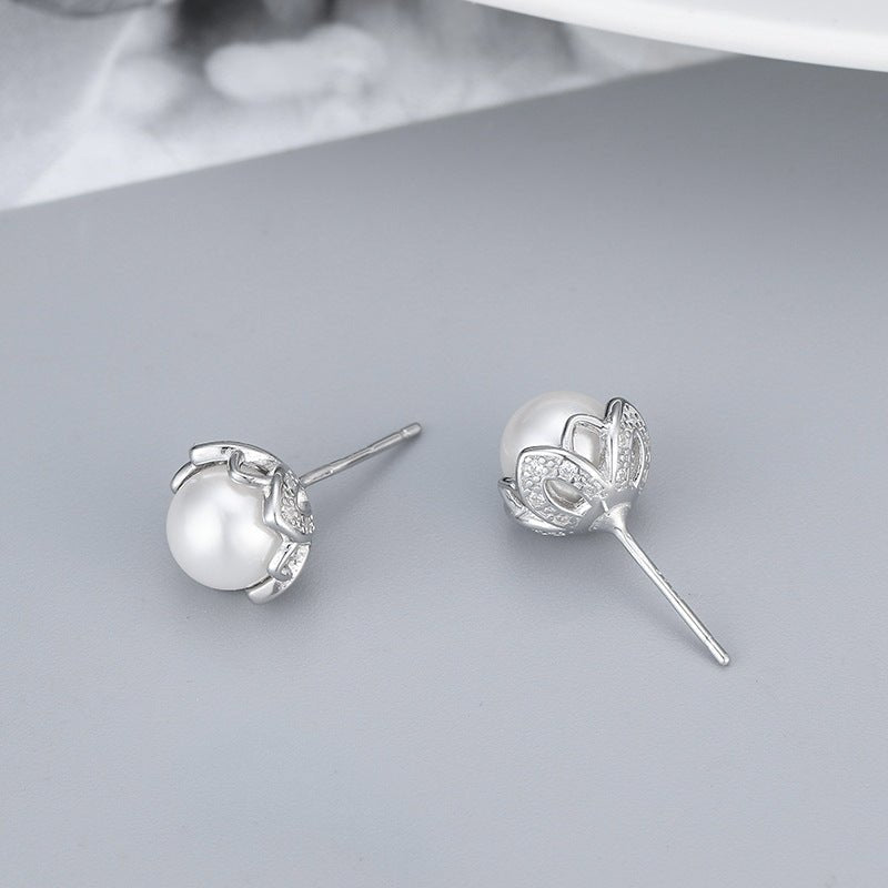 Pearl Flower Earrings - Simple-Jewearrings