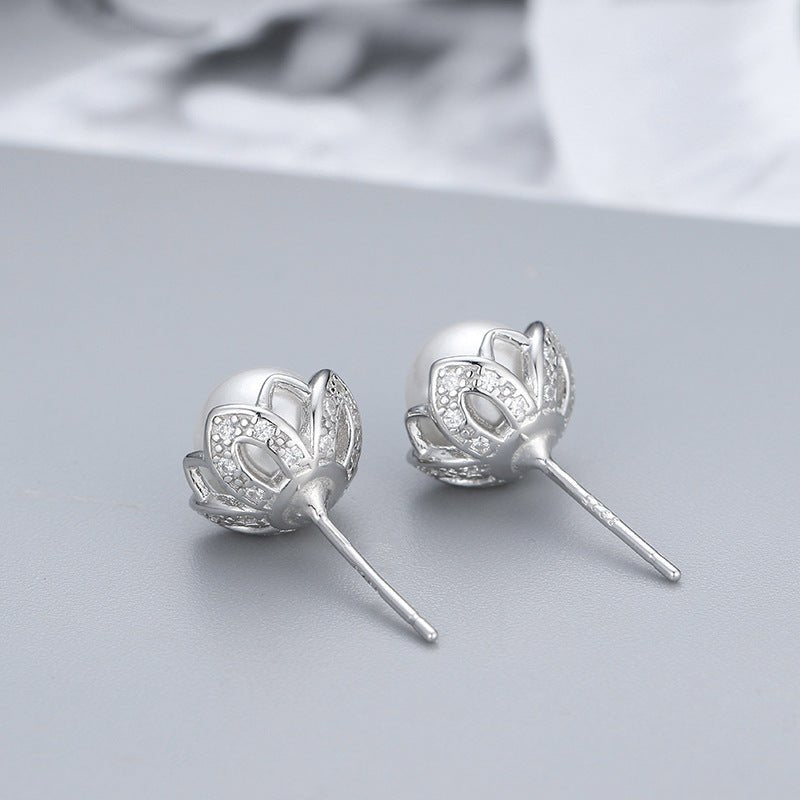 Pearl Flower Earrings - Simple-Jewearrings