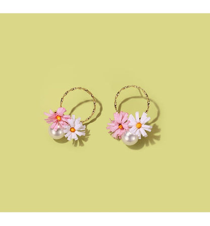 Pearl Flower Earrings - Simple flower imitation-Jewearrings