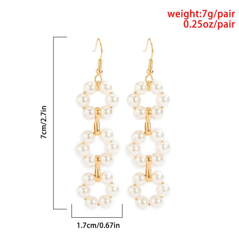 Pearl Flower Earrings Simple Style Tassel-Jewearrings