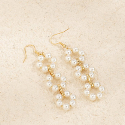 Pearl Flower Earrings Simple Style Tassel-Jewearrings