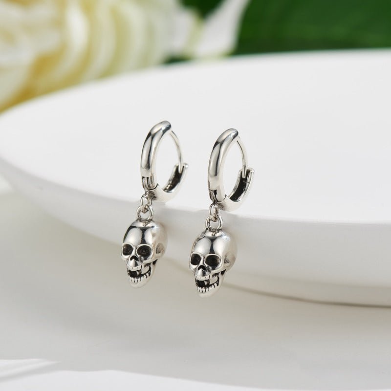 Pearl Flower Earrings Skull Earrings-Jewearrings