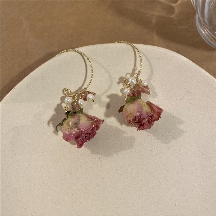 Pearl Flower Earrings Small Design Sense-Jewearrings