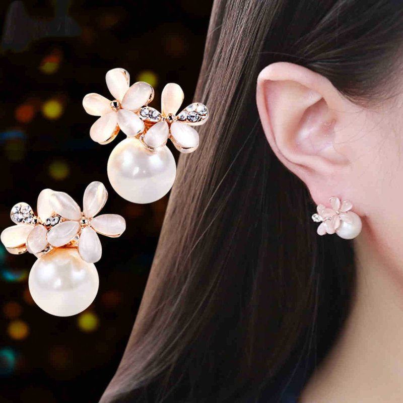 Pearl Flower Earrings Small Flower Earrings-Jewearrings