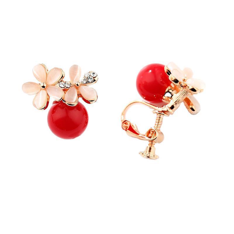 Pearl Flower Earrings Small Flower Earrings-Jewearrings