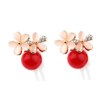 Pearl Flower Earrings Small Flower Earrings-Jewearrings