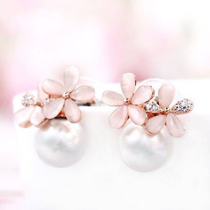 Pearl Flower Earrings Small Flower Earrings-Jewearrings