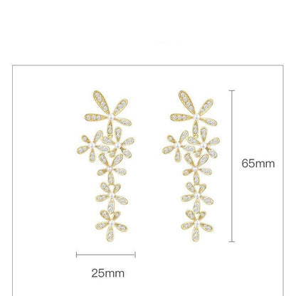 Pearl Flower Earrings - Spliced Zircon-Jewearrings