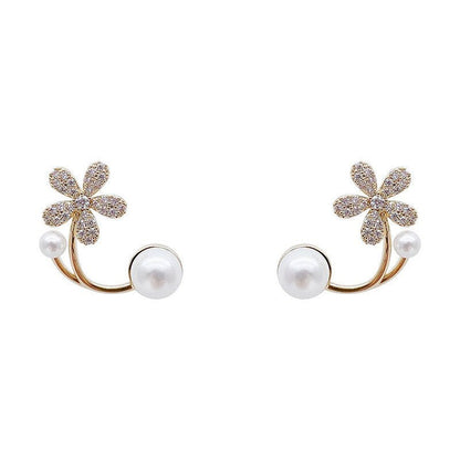 Pearl Flower Earrings Sterling Silver-Jewearrings