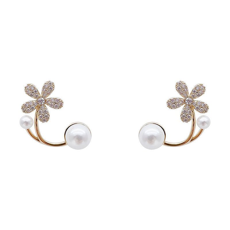 Pearl Flower Earrings Sterling Silver-Jewearrings