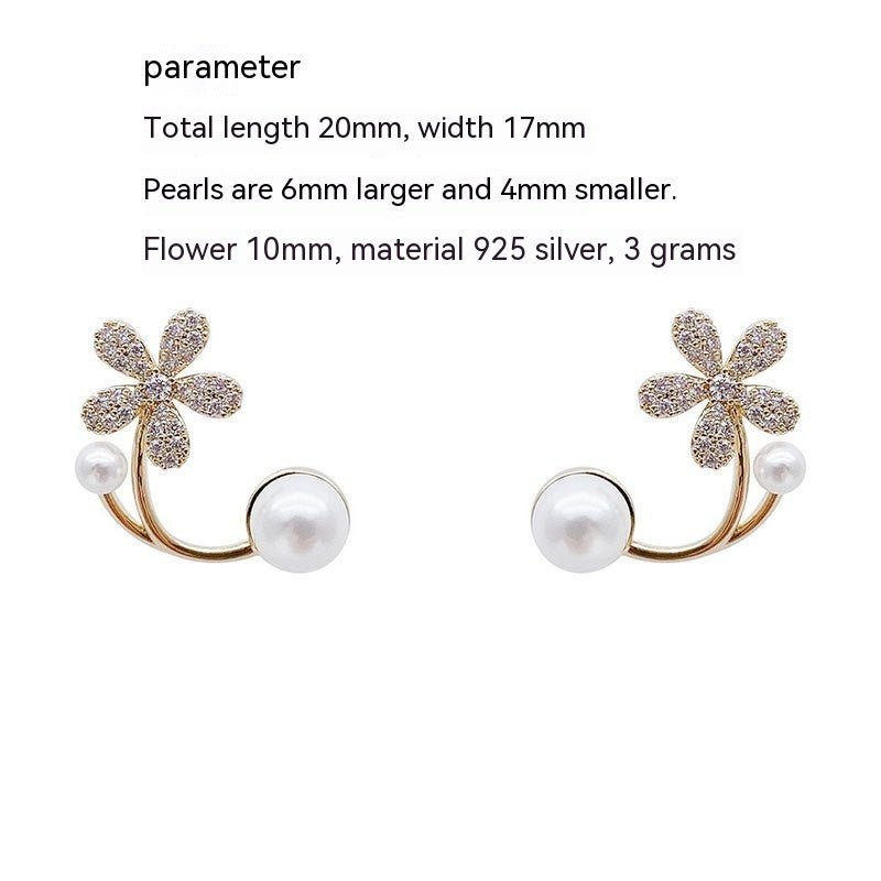 Pearl Flower Earrings Sterling Silver-Jewearrings