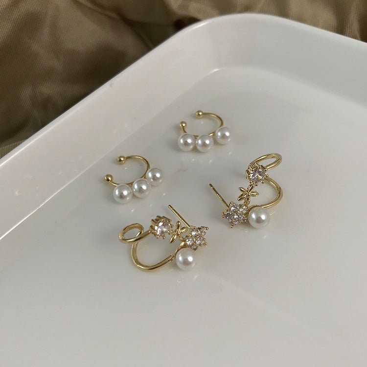 Pearl Flower Earrings Stud Earrings-Jewearrings