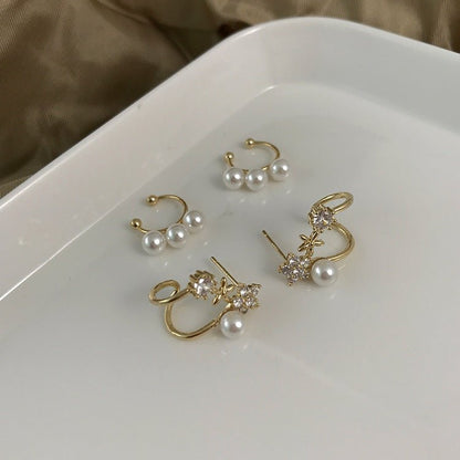 Pearl Flower Earrings Stud Earrings-Jewearrings