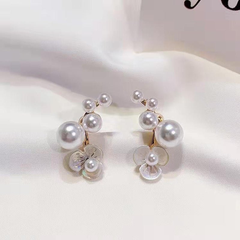 Pearl Flower Earrings Stud Earrings-Jewearrings