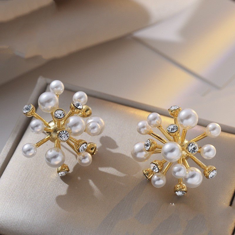 Pearl Flower Earrings Studs-Jewearrings