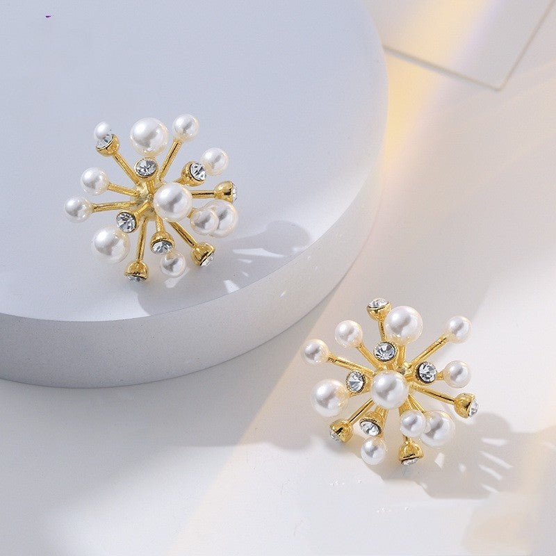 Pearl Flower Earrings Studs-Jewearrings