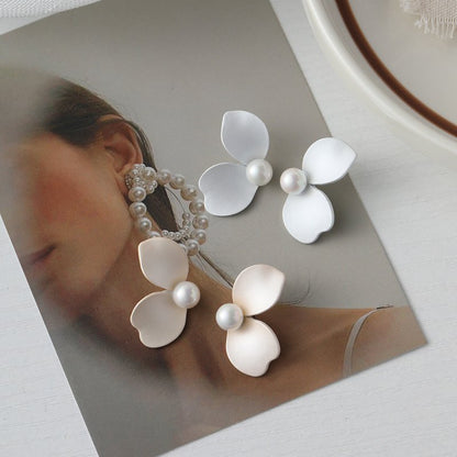 Pearl Flower Earrings Studs-Jewearrings