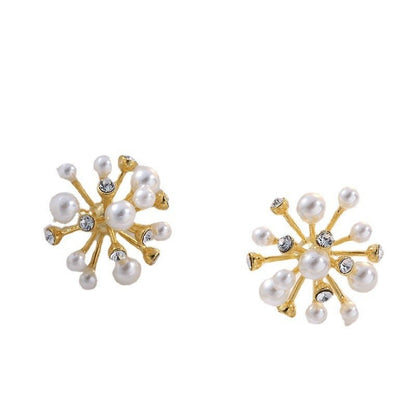 Pearl Flower Earrings Studs-Jewearrings