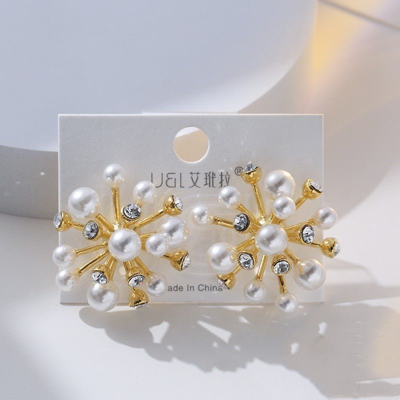 Pearl Flower Earrings Studs-Jewearrings