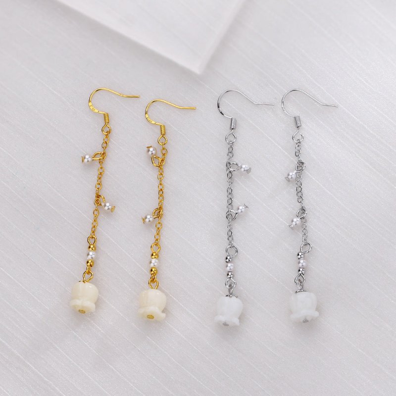 Pearl Flower Earrings Super Fairy Long-Jewearrings