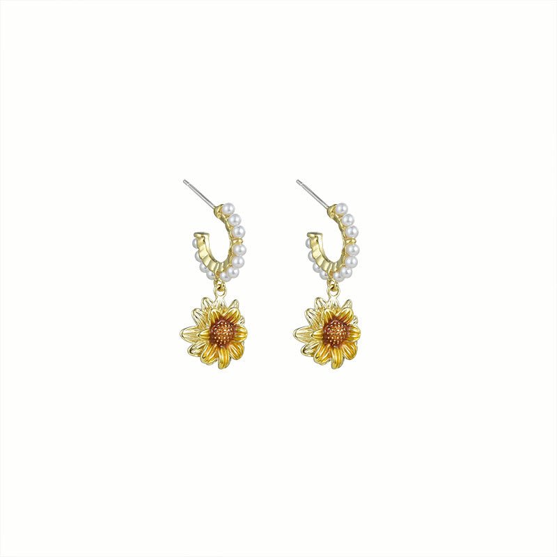 Pearl Flower Earrings Sweet Temperament-Jewearrings