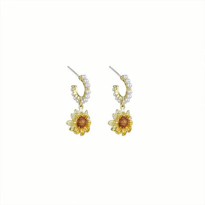 Pearl Flower Earrings Sweet Temperament-Jewearrings