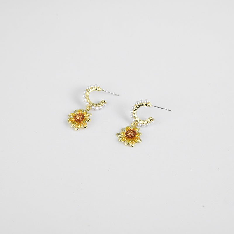 Pearl Flower Earrings Sweet Temperament-Jewearrings