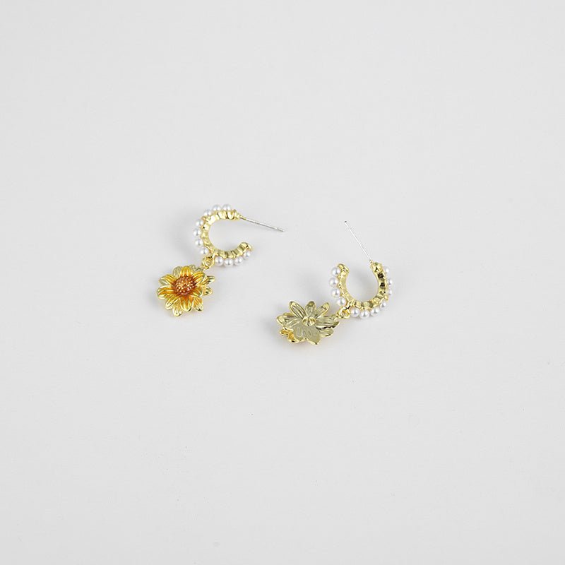 Pearl Flower Earrings Sweet Temperament-Jewearrings