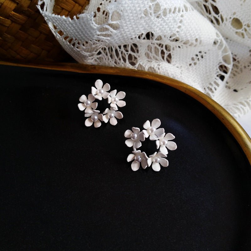 Pearl Flower Earrings Sweet White Flower-Jewearrings