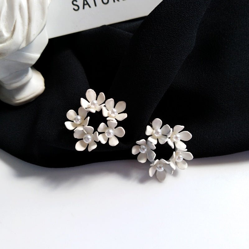 Pearl Flower Earrings Sweet White Flower-Jewearrings