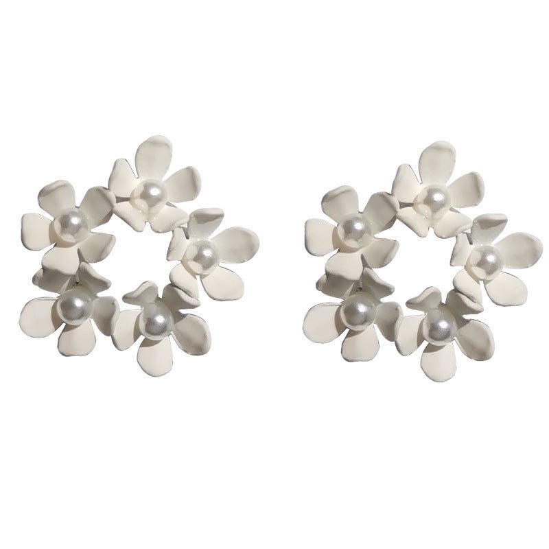 Pearl Flower Earrings Sweet White Flower-Jewearrings