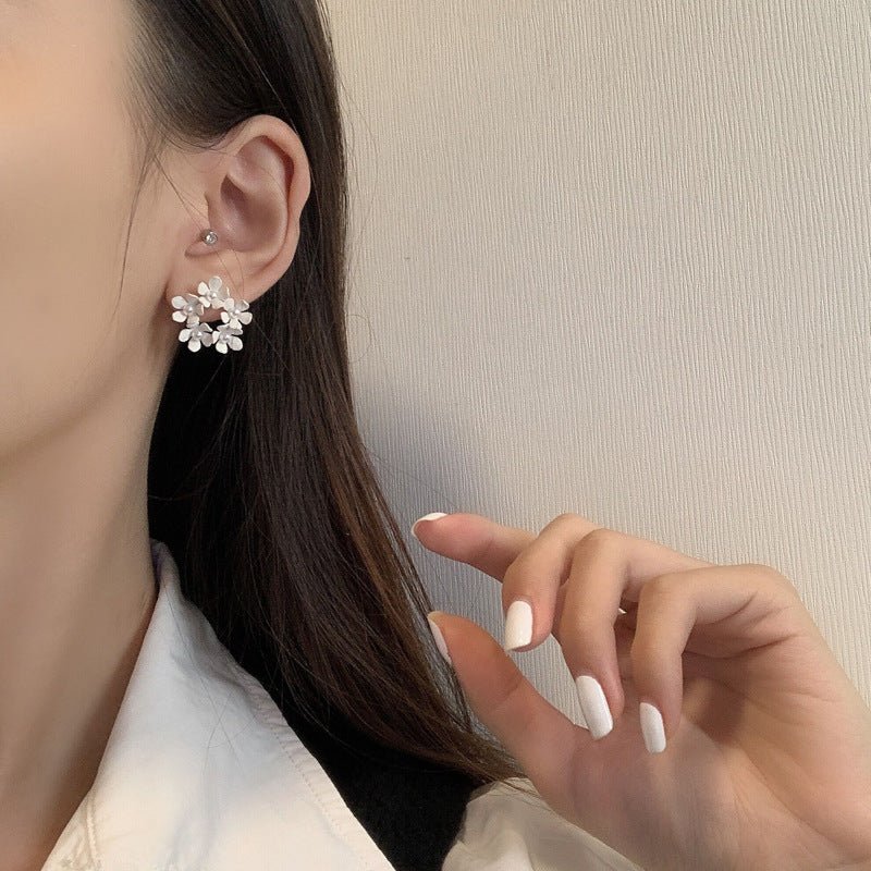 Pearl Flower Earrings Sweet White Flower-Jewearrings