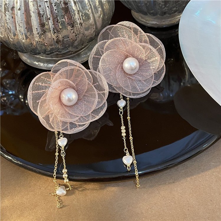 Pearl Flower Earrings Tassel-Jewearrings