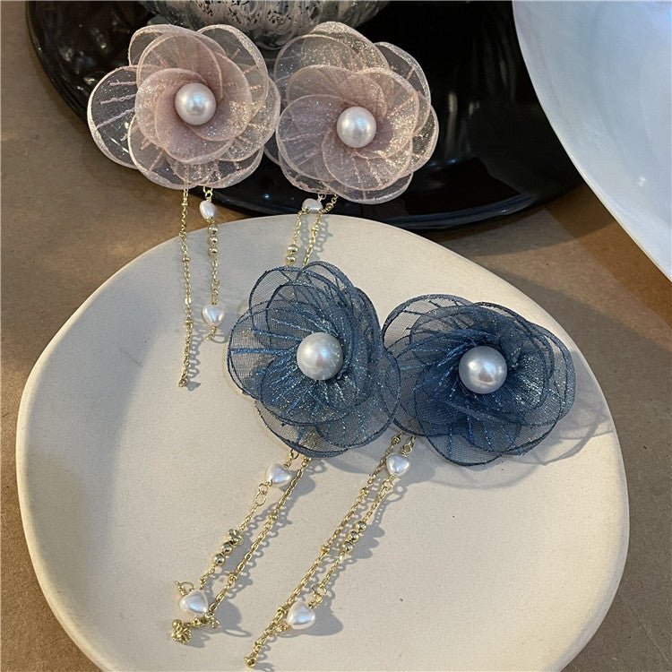 Pearl Flower Earrings Tassel-Jewearrings