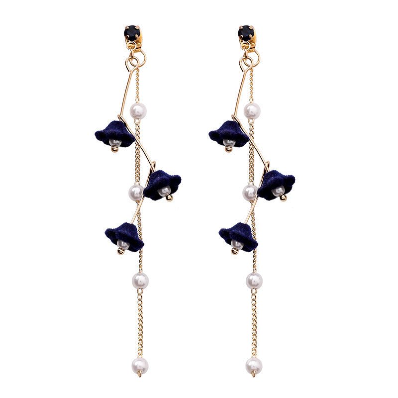 Pearl Flower Earrings Tassel Style-Jewearrings