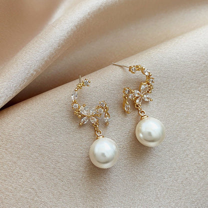 Pearl Flower Earrings Temperament-Jewearrings