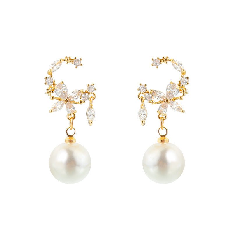 Pearl Flower Earrings Temperament-Jewearrings