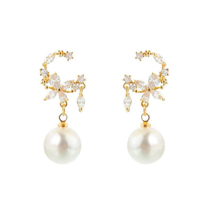 Pearl Flower Earrings Temperament-Jewearrings