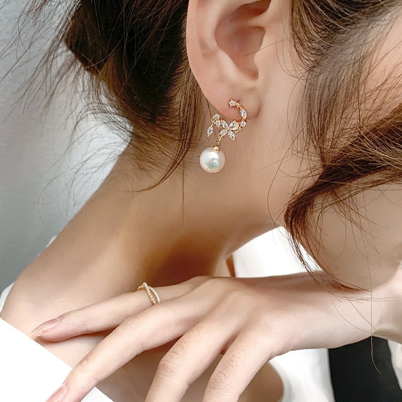 Pearl Flower Earrings Temperament-Jewearrings