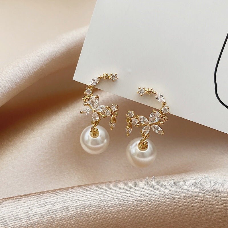 Pearl Flower Earrings Temperament-Jewearrings