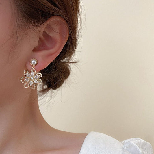 Pearl Flower Earrings - Temperament & Fashion-Jewearrings