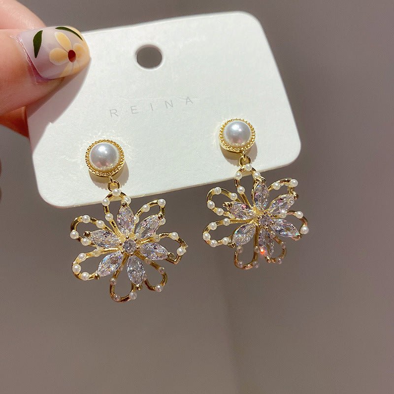 Pearl Flower Earrings - Temperament & Fashion-Jewearrings