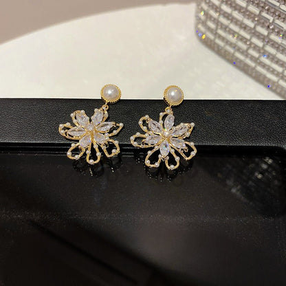 Pearl Flower Earrings - Temperament & Fashion-Jewearrings