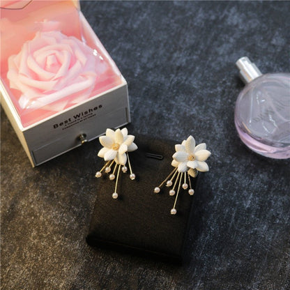 Pearl Flower Earrings Versatile Earrings-Jewearrings