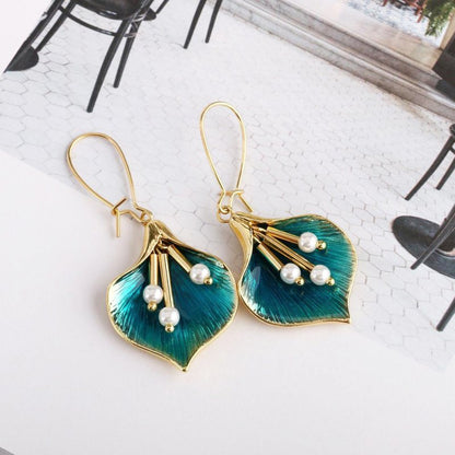 Pearl Flower Earrings Vintage Flower Enamel-Jewearrings