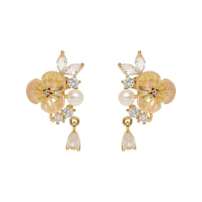 Pearl Flower Earrings Vintage Mosquito Coil-Jewearrings