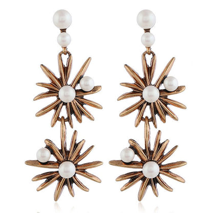 Pearl Flower Earrings Vintage Sunflower-Jewearrings