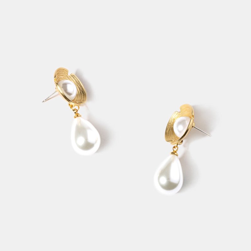 Pearl Flower Earrings Water Drop Earrings-Jewearrings