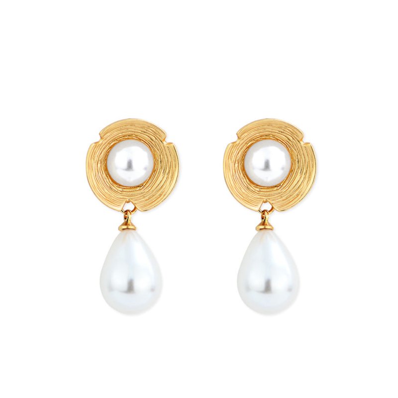 Pearl Flower Earrings Water Drop Earrings-Jewearrings